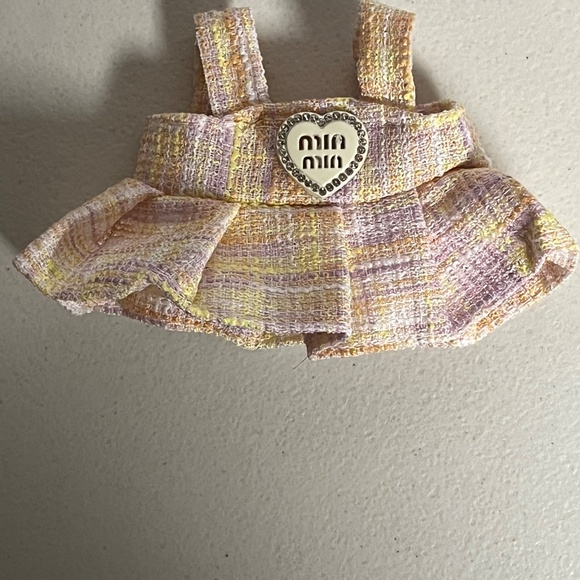 Labubu Designer Clothing Outfit Dress Bow Heart Pink Yellow Clothes Accessories - Picture 5 of 7